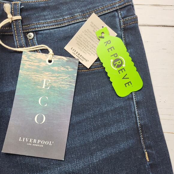 Liverpool Kingston Modern Slim Straight Jeans Dark Stanton Wash Button Zip 30x34 - Picture 9 of 13